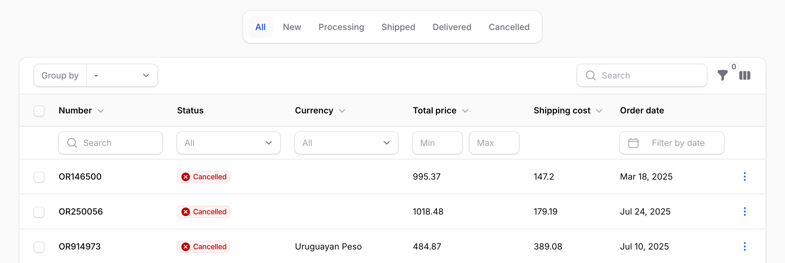 Header filters in action