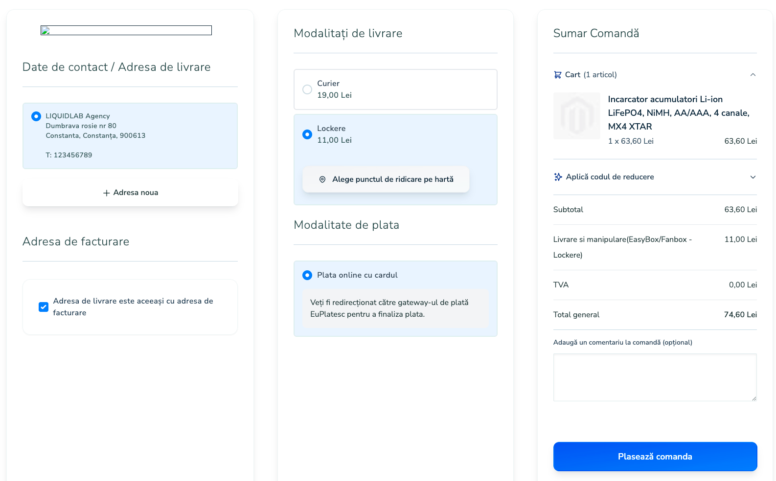 Checkout — InnoShip shipping method, no point selected