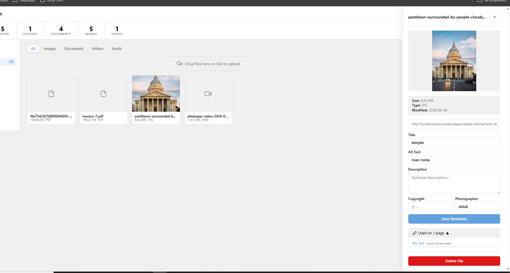 Kirby Media Hub — File metadata