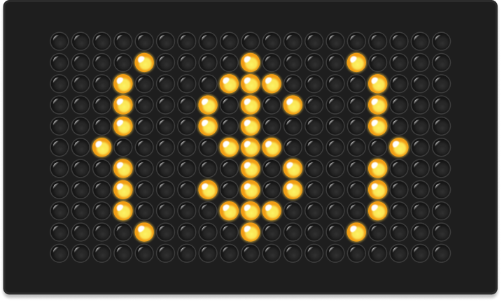 The jsonpath-php logo: an LED matrix panel displaying the characters "{ $ }" as glowing yellow dots