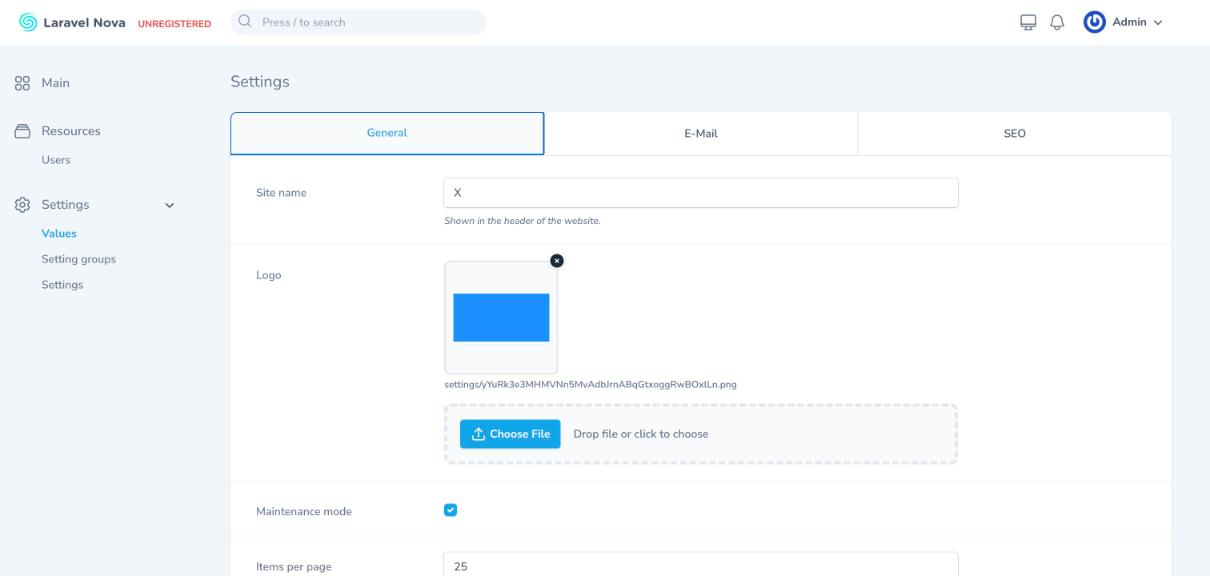 Settings tool page