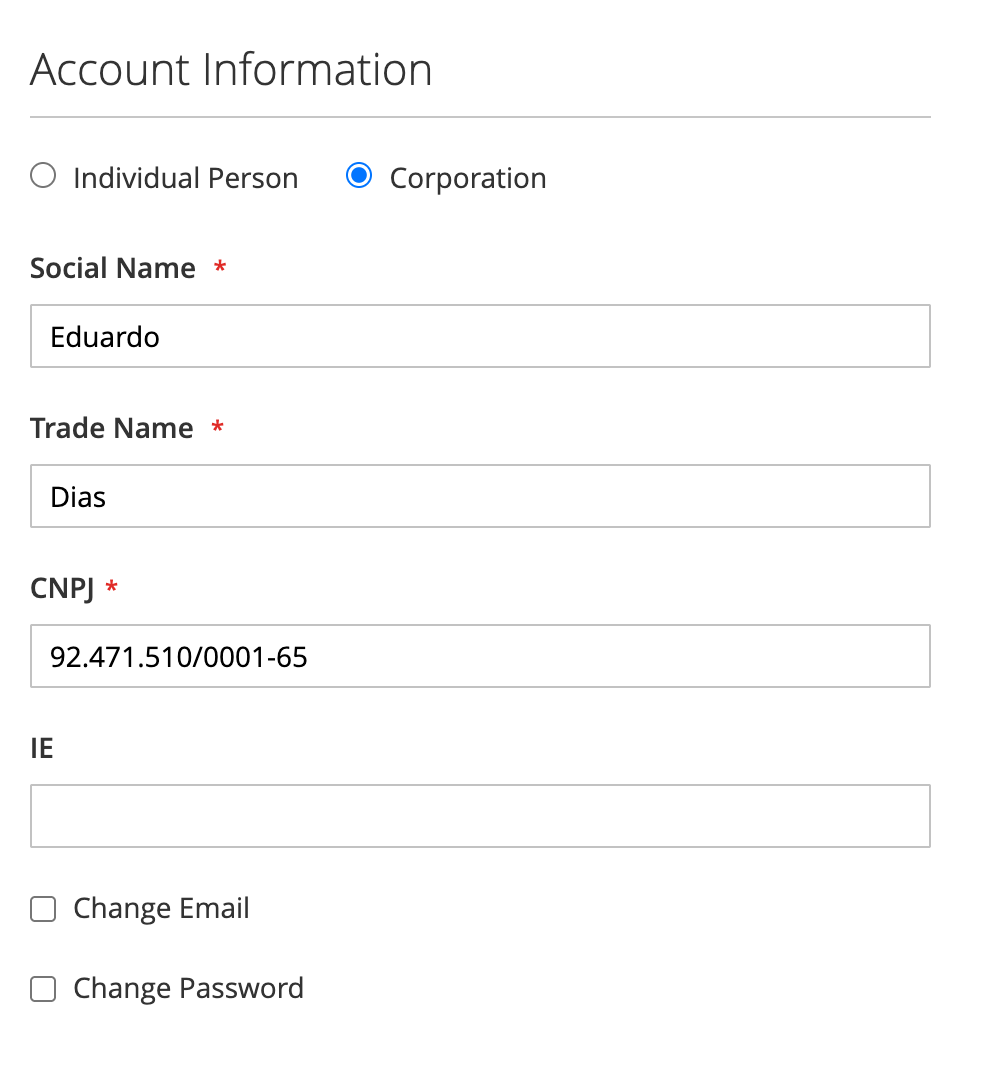 My Account Edit Profile