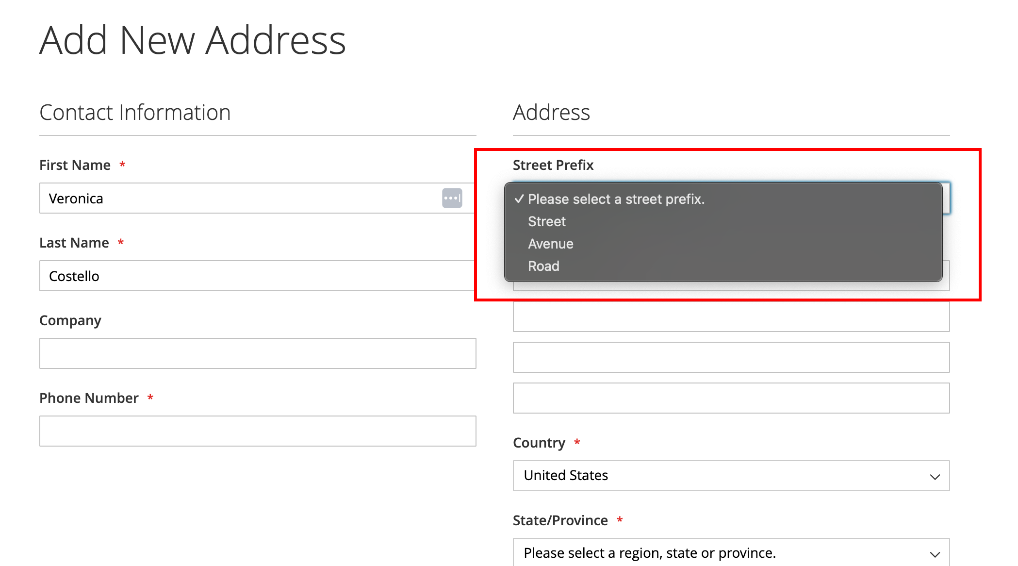 My Account Address Book