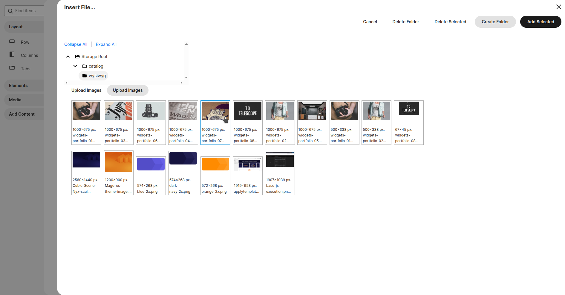 image field selection