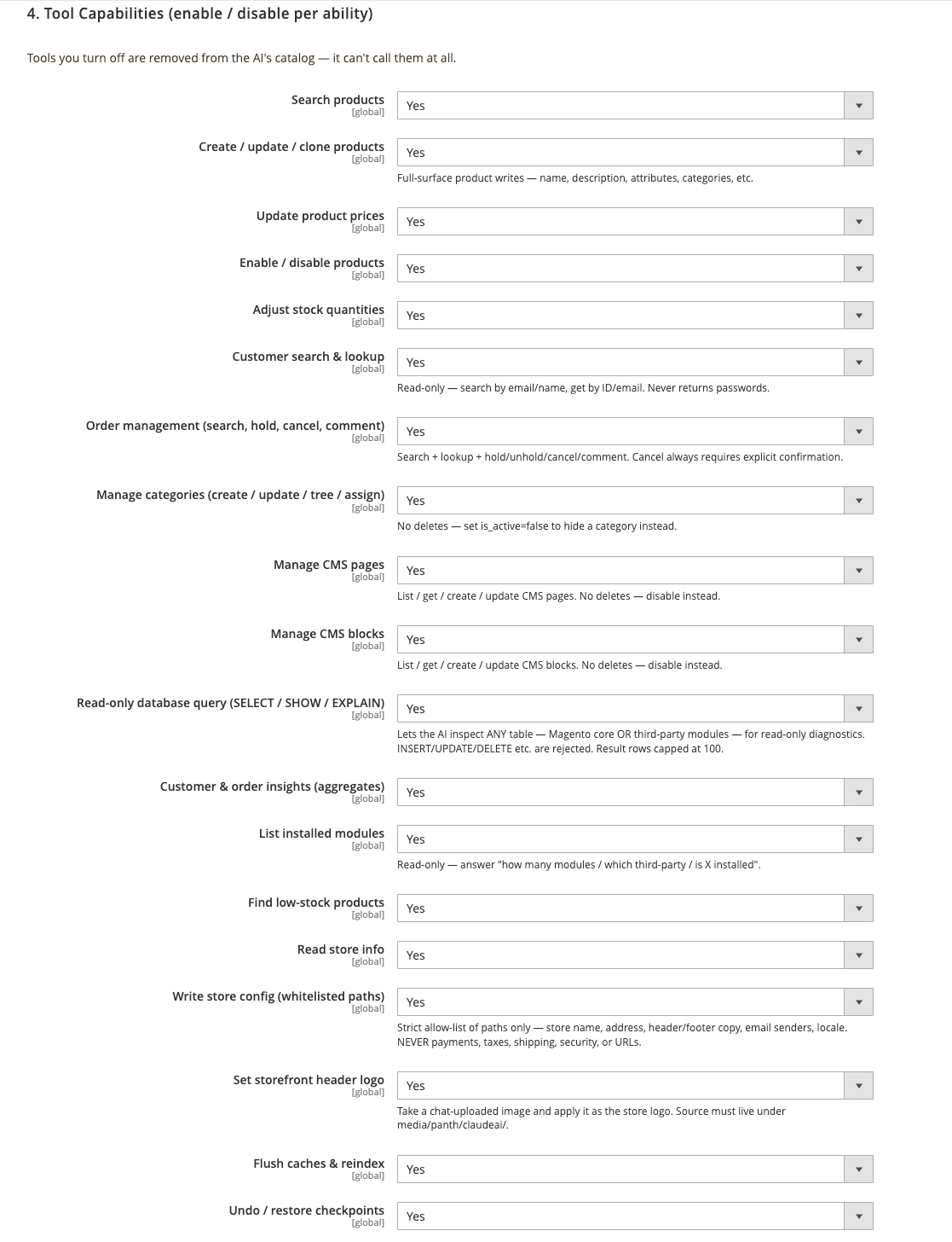Tool Capabilities