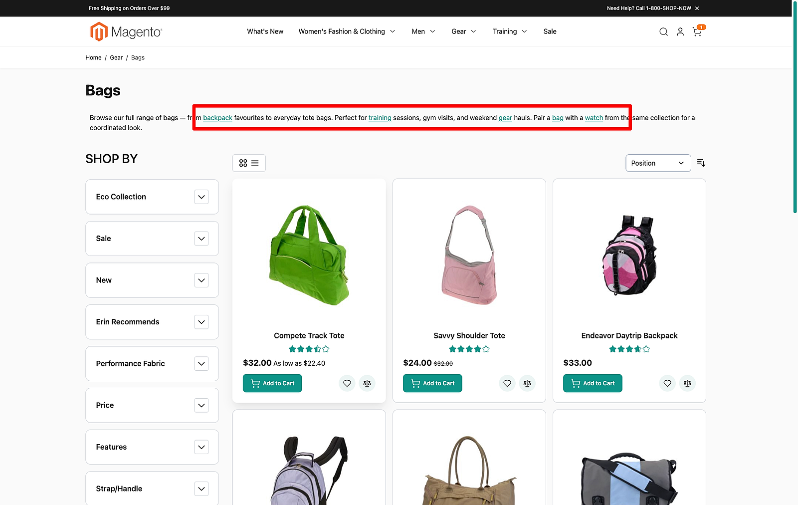 Hyvä category — Bags