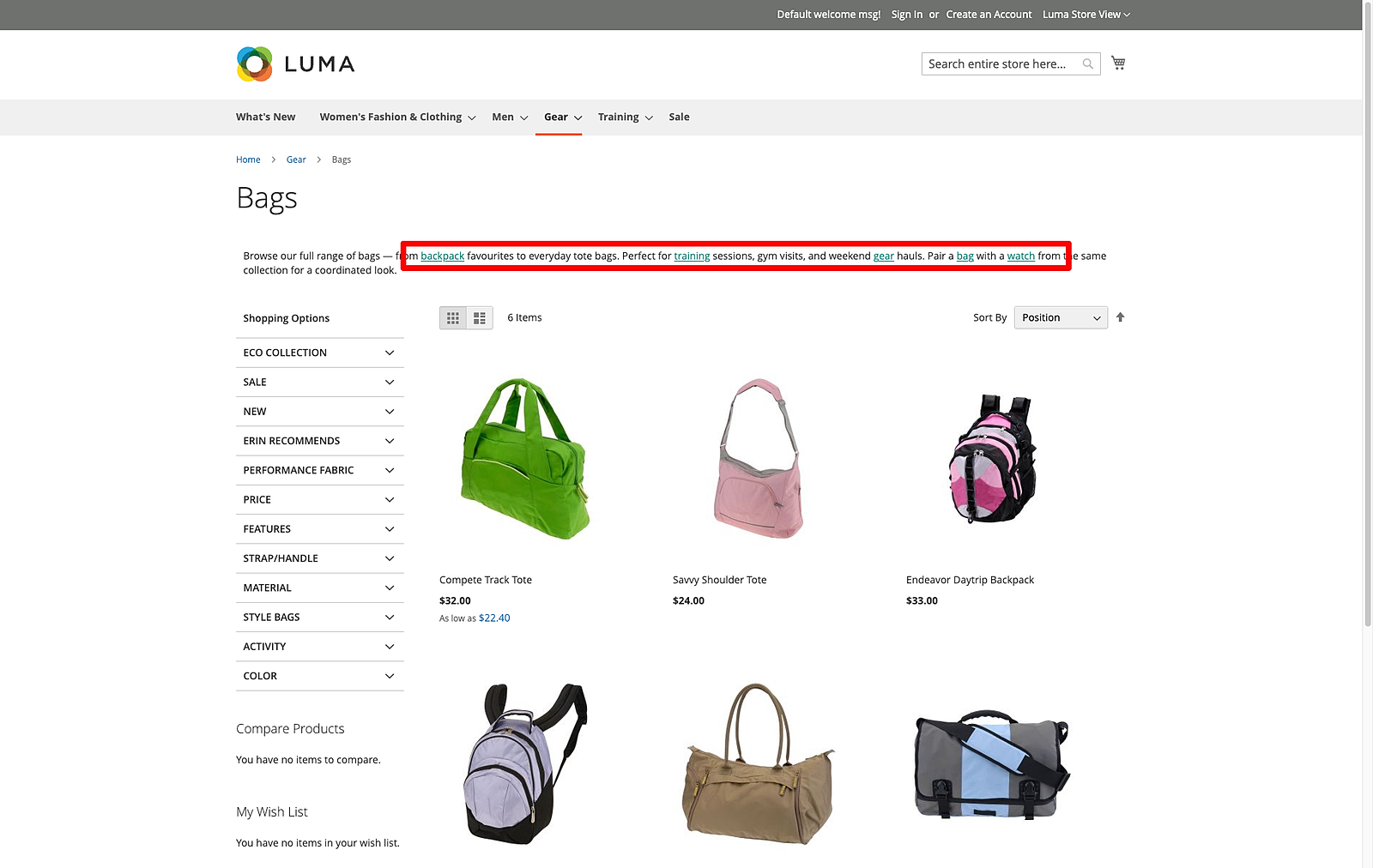 Luma category — Bags