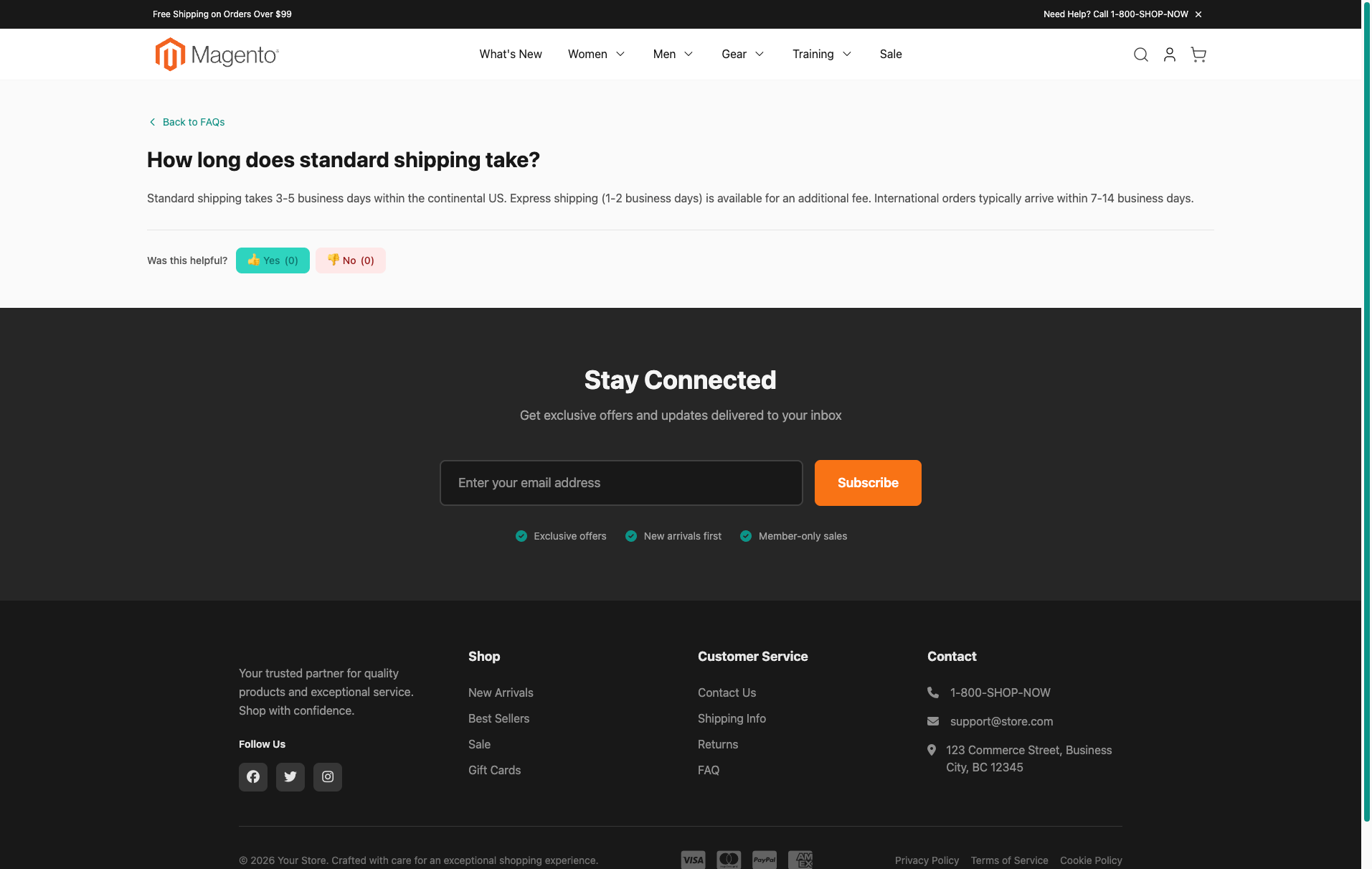 Standalone FAQ detail page with helpful voting