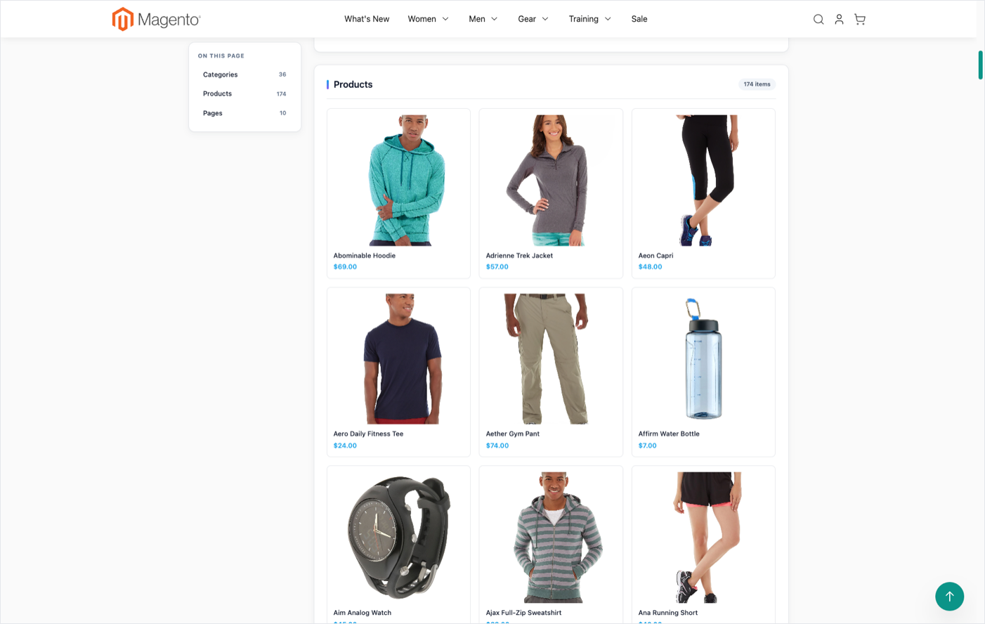 Hyvä — paginated product grid with image, name, price