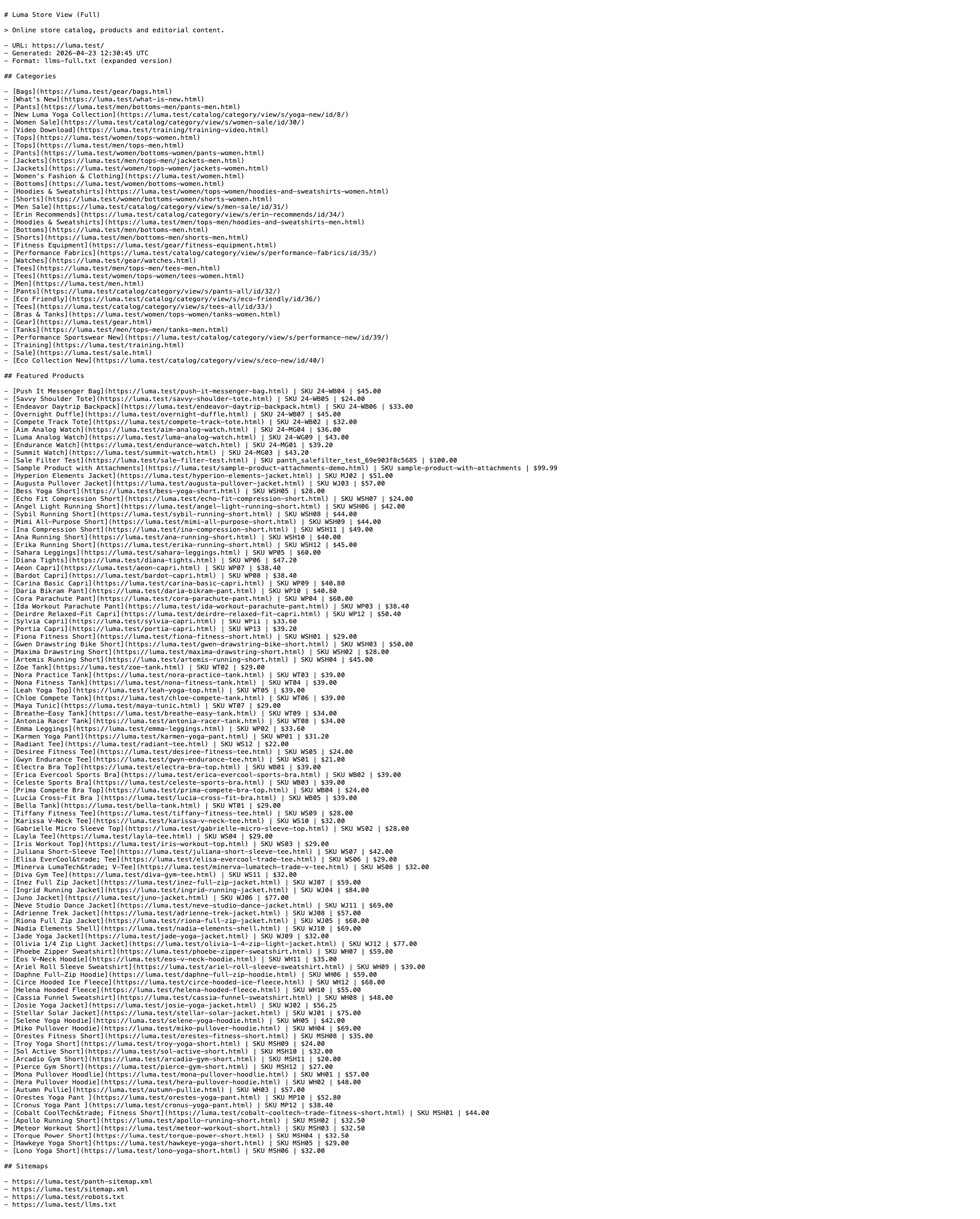 Panth LLMs.txt rendered on Luma — per-store URL rewriting, per-store locale and currency