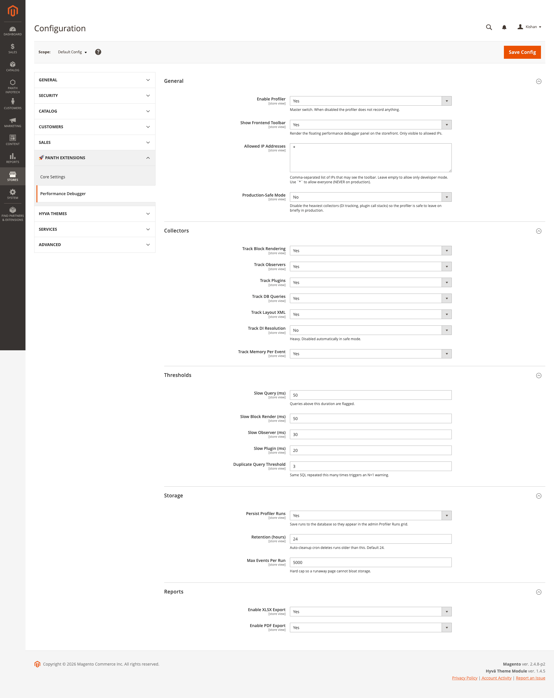 Admin configuration