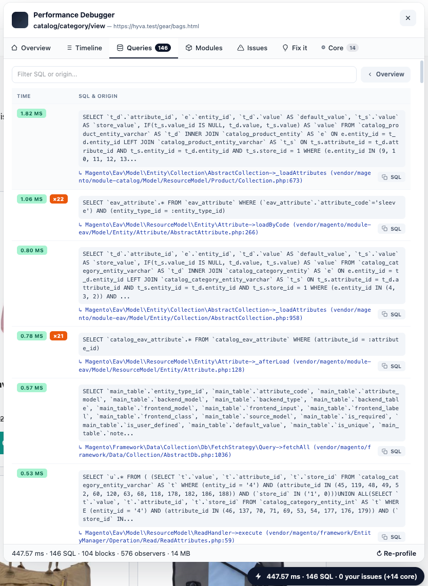 Toolbar Queries