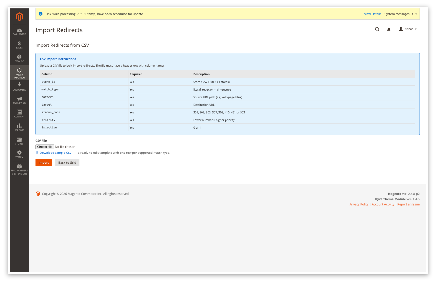 Import Redirects from CSV