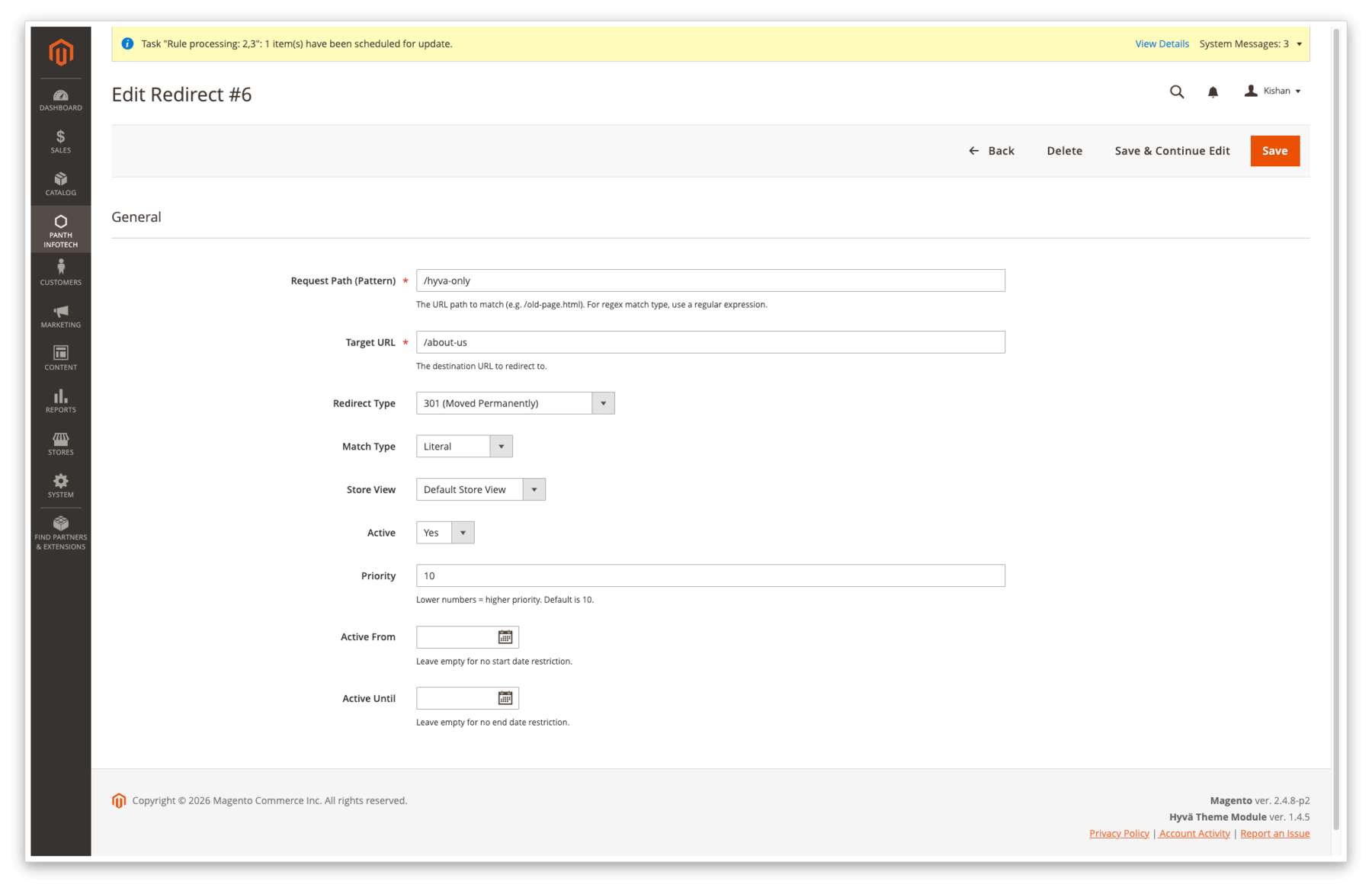 Edit Redirect — Literal 301