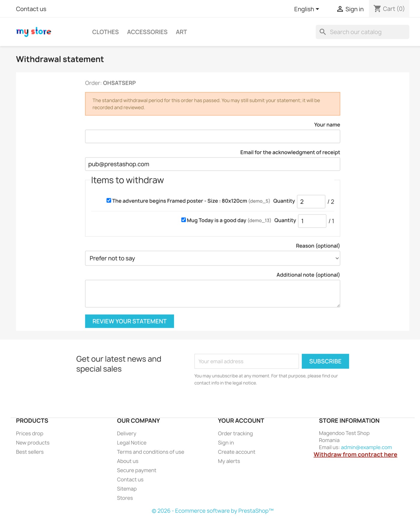 Storefront – form