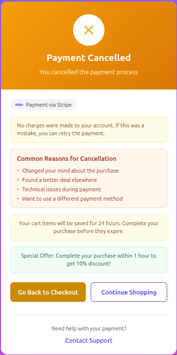 Sample cancel view as English