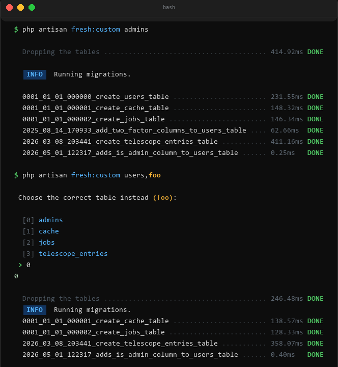 Custom Fresh CLI Command Example