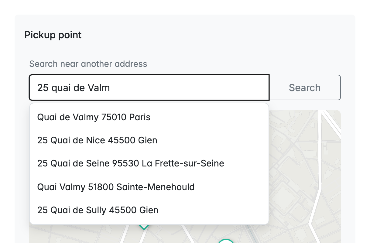 Address suggestions in the relay search