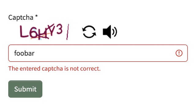 Frontend Captcha example