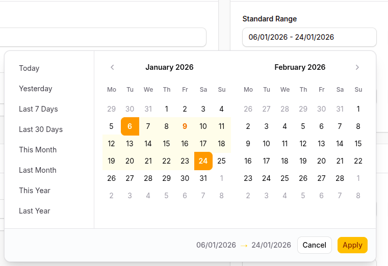 DateRangePicker Widget