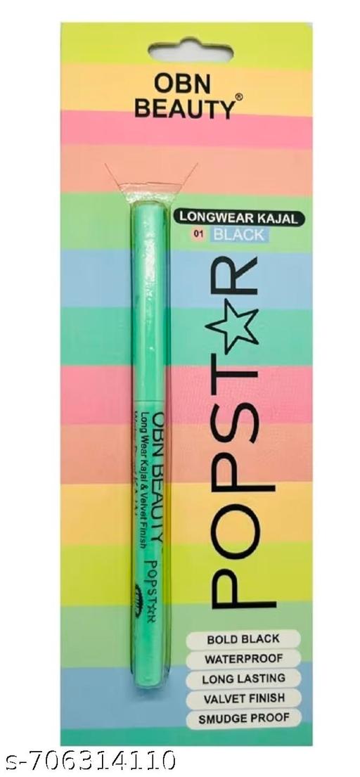 OBN Beauty Long Wear Waterproof Kajal Pencil | Bold Black Smudge Proof Kohl | Long Lasting Velvet Finish Eye Kajal for Women & Girls - MC-FASHIONS.COM