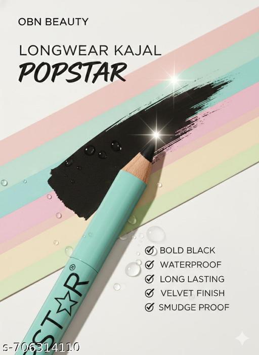 OBN Beauty Long Wear Waterproof Kajal Pencil | Bold Black Smudge Proof Kohl | Long Lasting Velvet Finish Eye Kajal for Women & Girls - MC-FASHIONS.COM