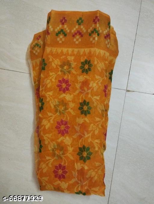 Chanderi Chanderi Cotton Mustard Saree With Blouse - MC-FASHIONS.COM
