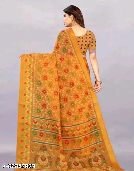 Chanderi Chanderi Cotton Mustard Saree With Blouse - MC-FASHIONS.COM