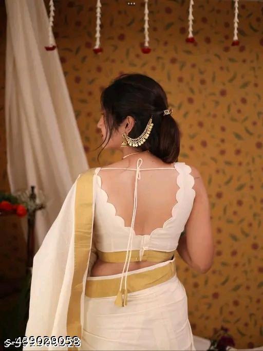 Kerala Cotton Embroidery Saree With Running Blouse  - MC-FASHIONS.COM