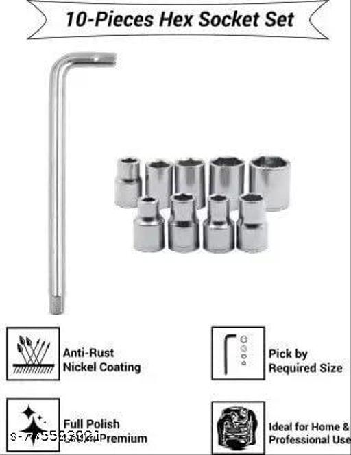 Aiwa 10 Pieces Hand Tools Wrench Set Spanner Set Tool Kit Socket Set (Pack of 10) - MC-FASHIONS.COM