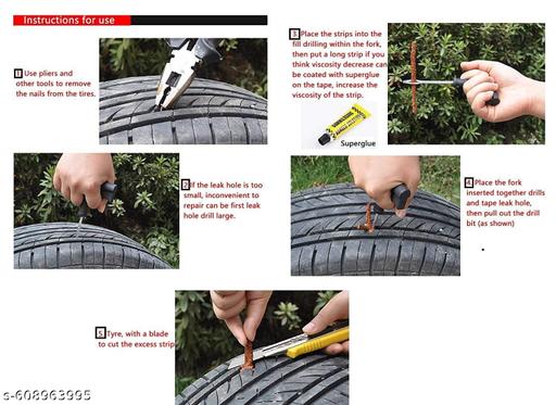 ZV91 5 in 1 Universal Tubeless Tire Puncher Kit Tyre Puncture Kit for car & bike - MC-FASHIONS.COM
