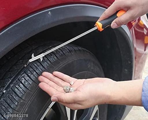 Multipurpose Car Tire Stone Remover Hook, Tire Cleaning Hook, Tyre Stone Picker for Motor Bike Truck Car, Wheels Remover Hook with Solid Rubber Handle - MC-FASHIONS.COM
