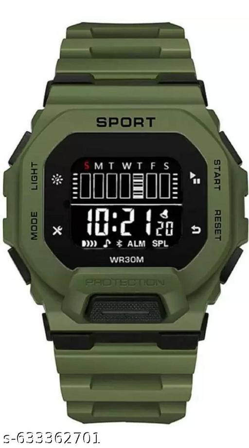 crispy Digital Sports Watch with Military Style Digital Display, Olive Green, LED Screen, Tactical Design - MC-FASHIONS.COM