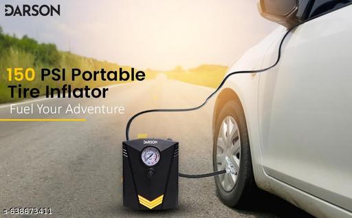 Car Tyre Inflator Pump- Heavy Duty Electric Air Compressor Pump Portable Tyre Inflator for Car with Built-in LED Light, 12V 150 PSI High Pressure Dial Gauge for Bicycles, Trucks, Balls,Cars - MC-FASHIONS.COM