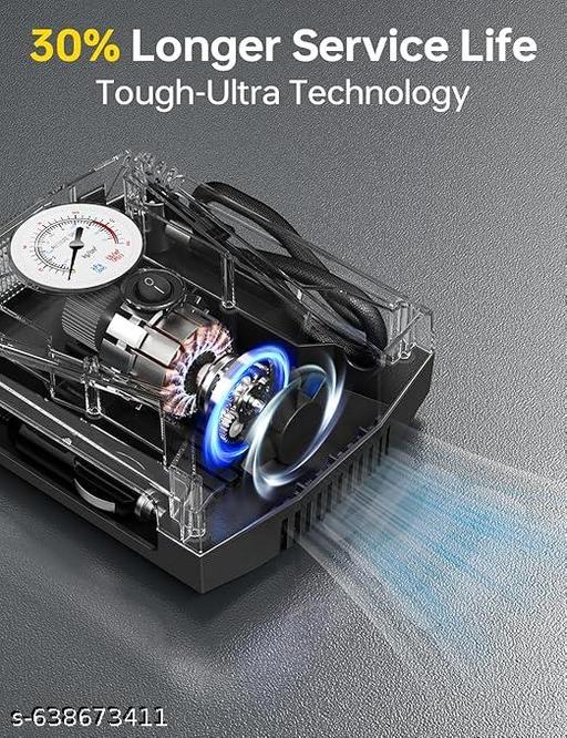 Car Tyre Inflator Pump- Heavy Duty Electric Air Compressor Pump Portable Tyre Inflator for Car with Built-in LED Light, 12V 150 PSI High Pressure Dial Gauge for Bicycles, Trucks, Balls,Cars - MC-FASHIONS.COM