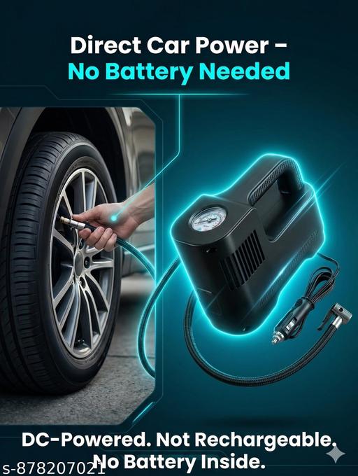 inveXo High Powerr 150 PSI Air Pump for Car & Bike | 12V D-C Portable Tyre Inflator | Direct Plug into Car Ciggarete Socket | Fast 30L/min Airflow | Analog Pressure Dial | Long 3Meter Wire | Durable Compact Design | No Battery | Not Rechargeable - MC-FASHIONS.COM