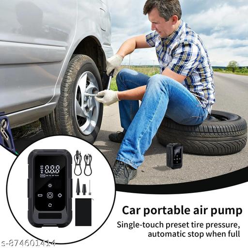 Rechargeable Digital Tyre Inflator | Cordless Air Pump with Pressure Preset & Multi Nozzle Kit - MC-FASHIONS.COM