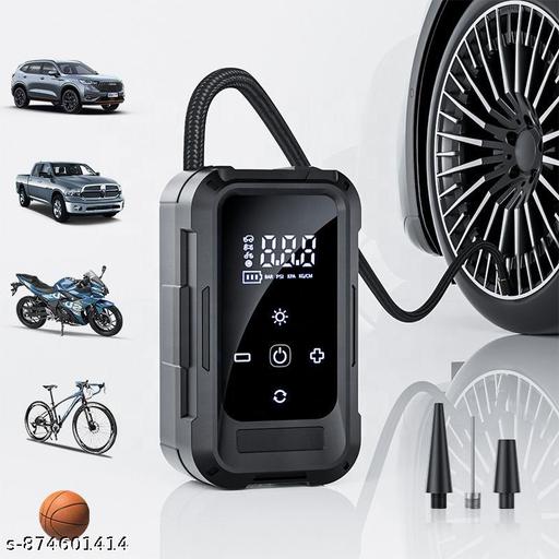 Rechargeable Digital Tyre Inflator | Cordless Air Pump with Pressure Preset & Multi Nozzle Kit - MC-FASHIONS.COM