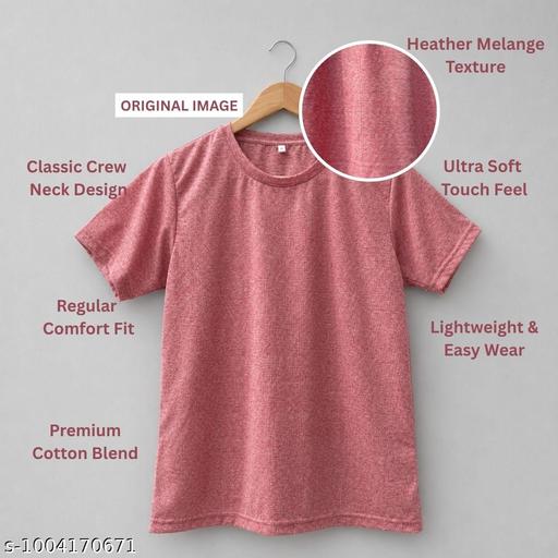Trendy Women Cotton Blend Pink T Shirt | Soft Comfortable Half Sleeve Round Neck Casual Wear Tshirt for Girls & Women - MC-FASHIONS.COM