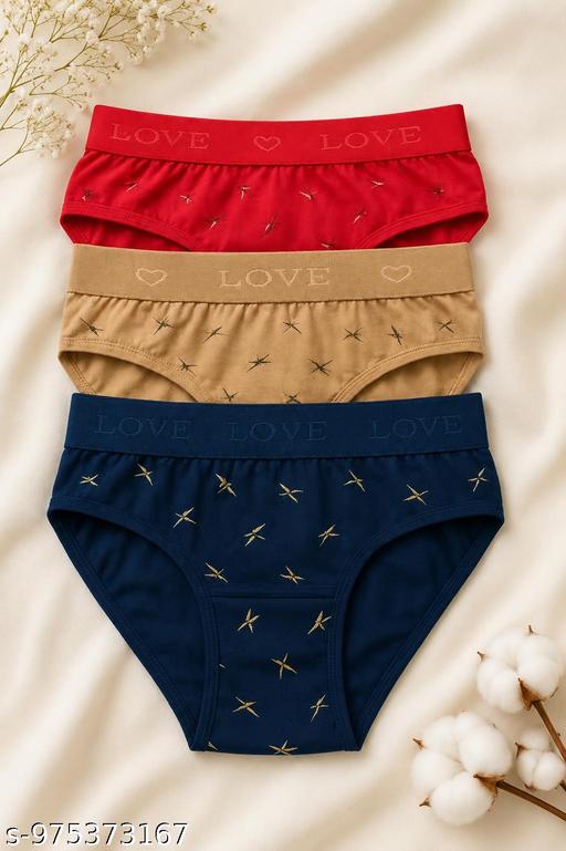 FiveFlag® Pack of 3 cotton briefs for women and girls for every day use comfortable multicoloured Best brand panty_ART12-3PK-A - MC-FASHIONS.COM