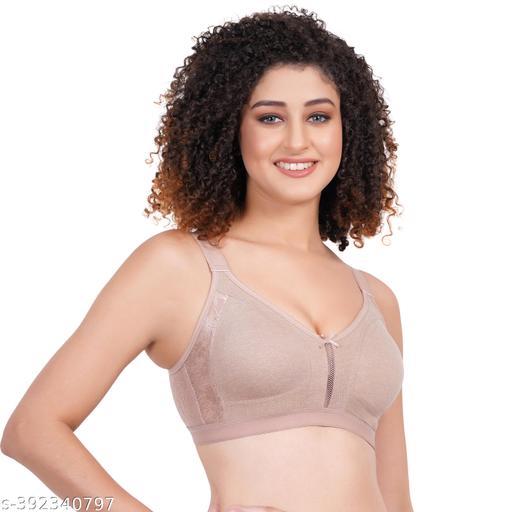 WOMEN GIRLS LADIES FULL COVERAGE FULL FIGURE PERFECT FIT NON PADDED DOUBLE LAYRED DAILY WEAR MILANGE  NET BRA - MC-FASHIONS.COM