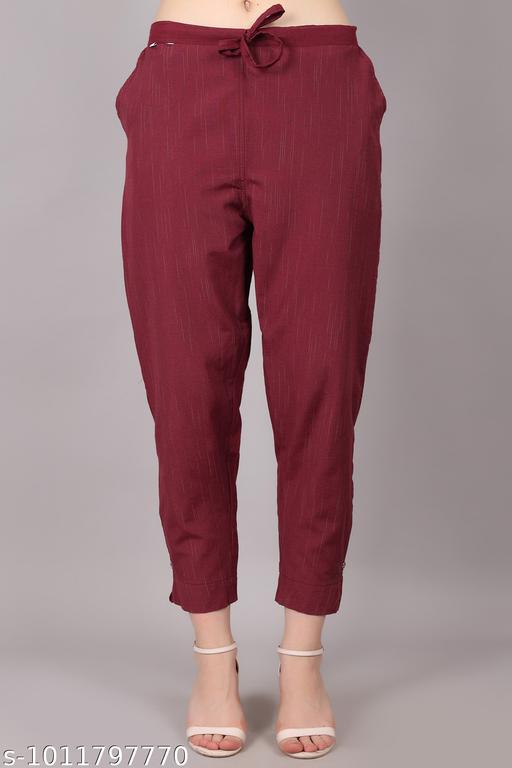 Cotton pants for women maroon pants - MC-FASHIONS.COM