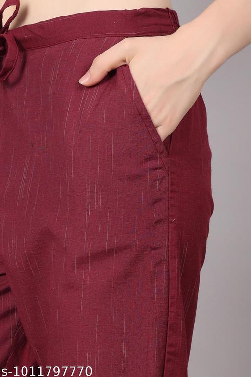 Cotton pants for women maroon pants - MC-FASHIONS.COM