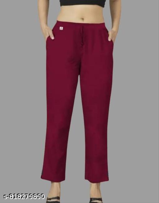 New Design Women Cotton Trouser Pant | trouser pant ladies | trouser pant | trouser pants for women under 300 | women trouser pants | women trousers | trousers for women | trousers & pants | Maroom pants & troures - MC-FASHIONS.COM