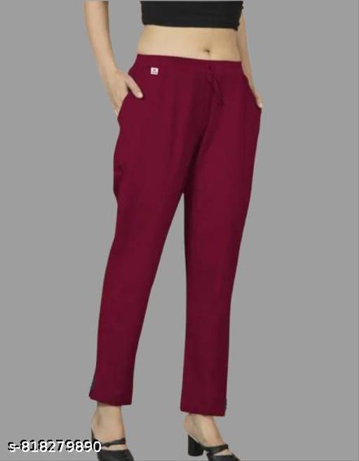 New Design Women Cotton Trouser Pant | trouser pant ladies | trouser pant | trouser pants for women under 300 | women trouser pants | women trousers | trousers for women | trousers & pants | Maroom pants & troures - MC-FASHIONS.COM