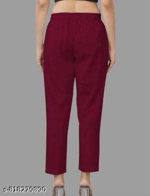 New Design Women Cotton Trouser Pant | trouser pant ladies | trouser pant | trouser pants for women under 300 | women trouser pants | women trousers | trousers for women | trousers & pants | Maroom pants & troures - MC-FASHIONS.COM