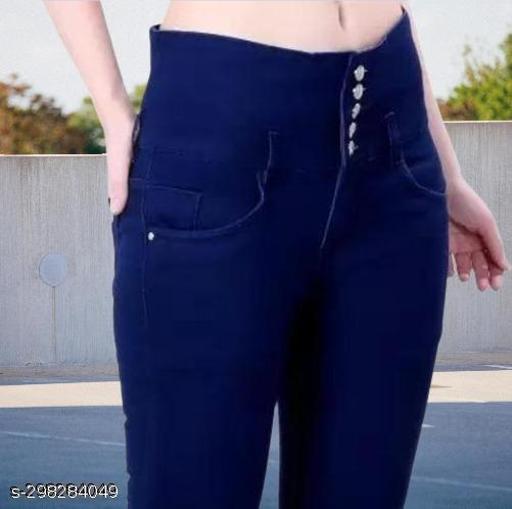 Women & Girls Denim Pant Jeans Stretchable and Stylish Denim Jeans with Round Pocket JET BLUE 5 BUTTONS, Jeans Top, cargo pants, baggy jeans, jeans pant, bell bottom jeans, denim, high waist jeans, ladies jeans, skinny jeans - MC-FASHIONS.COM