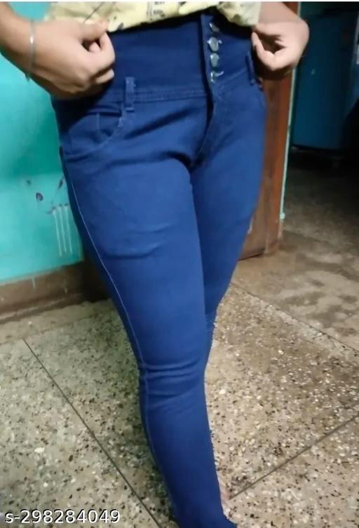 Women & Girls Denim Pant Jeans Stretchable and Stylish Denim Jeans with Round Pocket JET BLUE 5 BUTTONS, Jeans Top, cargo pants, baggy jeans, jeans pant, bell bottom jeans, denim, high waist jeans, ladies jeans, skinny jeans - MC-FASHIONS.COM