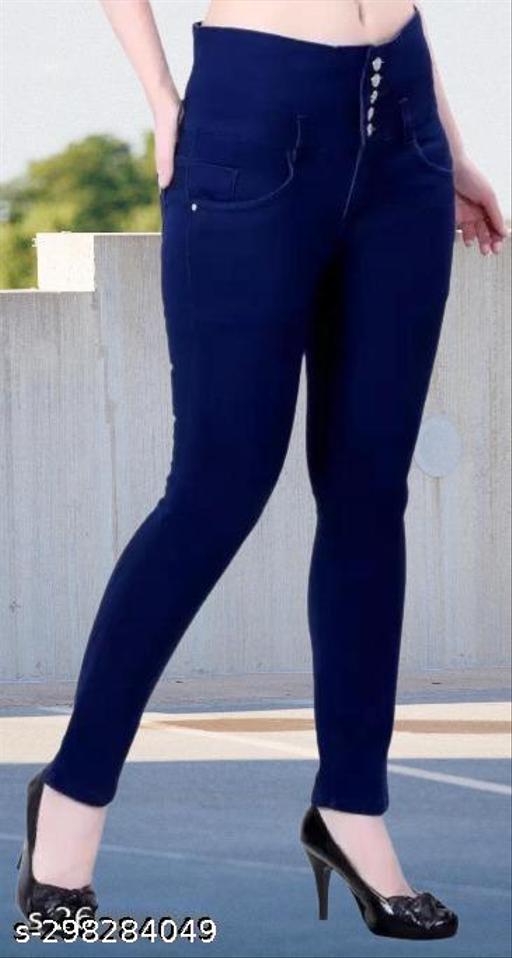 Women & Girls Denim Pant Jeans Stretchable and Stylish Denim Jeans with Round Pocket JET BLUE 5 BUTTONS, Jeans Top, cargo pants, baggy jeans, jeans pant, bell bottom jeans, denim, high waist jeans, ladies jeans, skinny jeans - MC-FASHIONS.COM