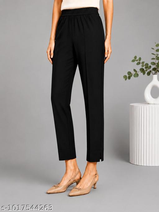 A pretty ankle length pant for girls |Women formal pants|Office wear trousers for women|Straight fit women trousers - MC-FASHIONS.COM